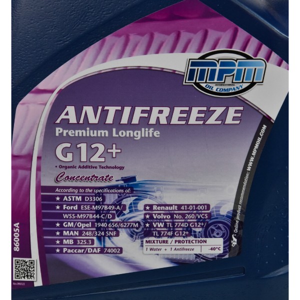 Фото - Антифриз MPM Premium Longlife G-12+ 5л (86005A)